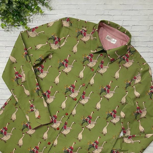 ПРЕДЗАКАЗ, ГУСИ-ЛЕБЕДИ, зеленый фон, 100% хлопок 4