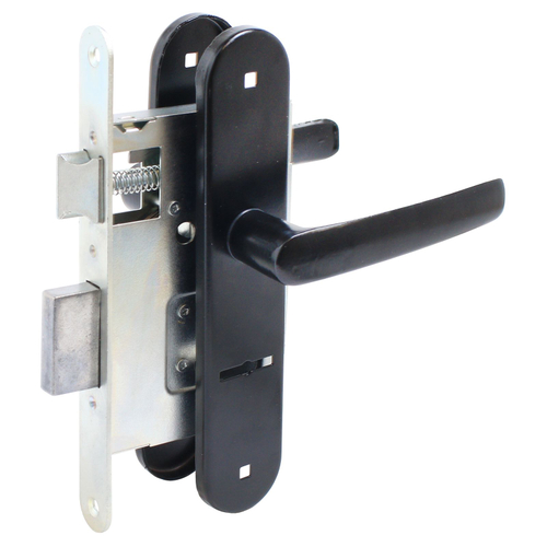 Замок врезной ЗВ9-4.08 с ручкой, черный Птимаш (10шт/уп)