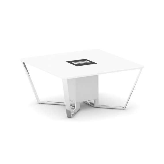 Steel Meet Стол переговорный квадратный MM-PR.B.SP-08 Белый Бриллиант/Графит Глянец/Нержавеющая Стал