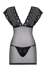 Оригинальная сорочка из сетки и кружев (Размер: L-XL) (Цвет: черный)