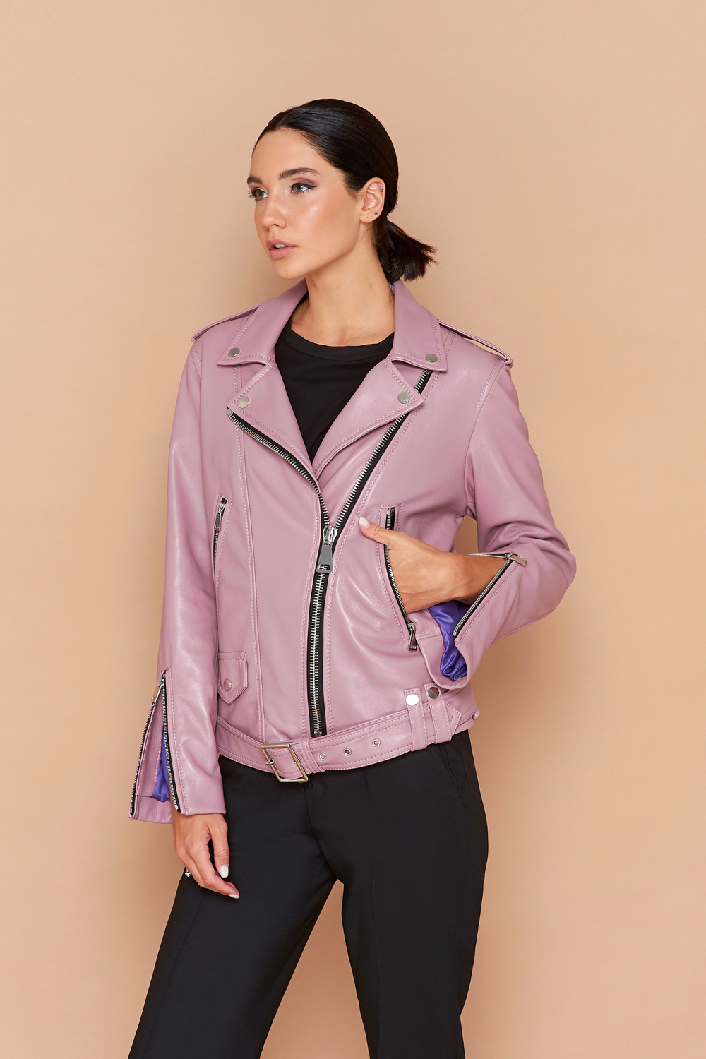 Косуха пудра classic мягкая кожа