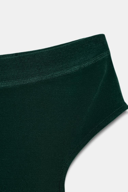 ZARA ФУТБОЛКА С ВЫРЕЗОМ ЛОДОЧКОЙ, ЗЕЛЕНЫЙ