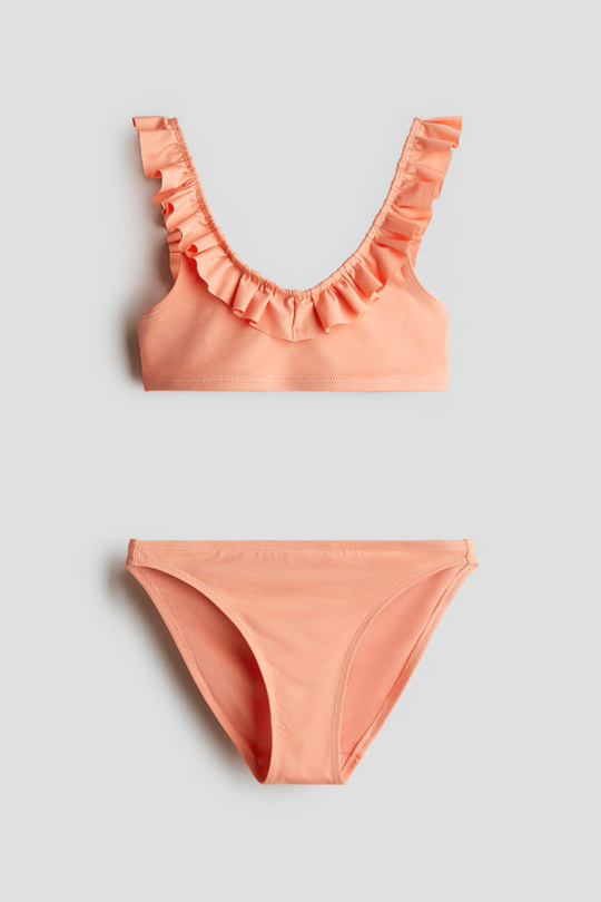 H&M КУПАЛЬНИК С ВОЛАНАМИ, КОРАЛЛОВЫЙ