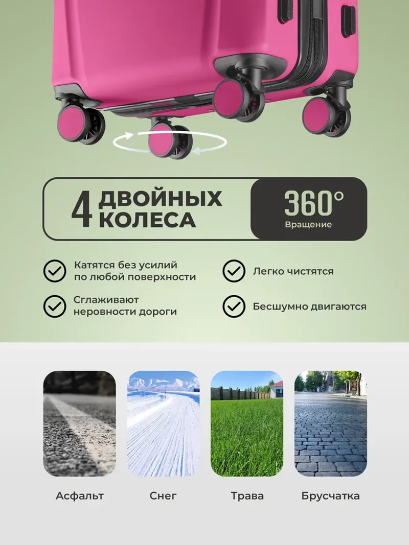 Чемодан Bonle размер S Розовый