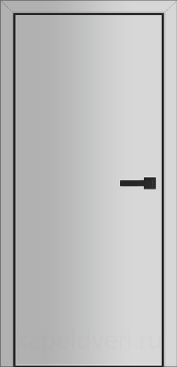 Дверь серая RAL7047 пластиковая одностворчатая KAPELLI-Classic Моноколор гладкий c алюминиевым торцом + коробка