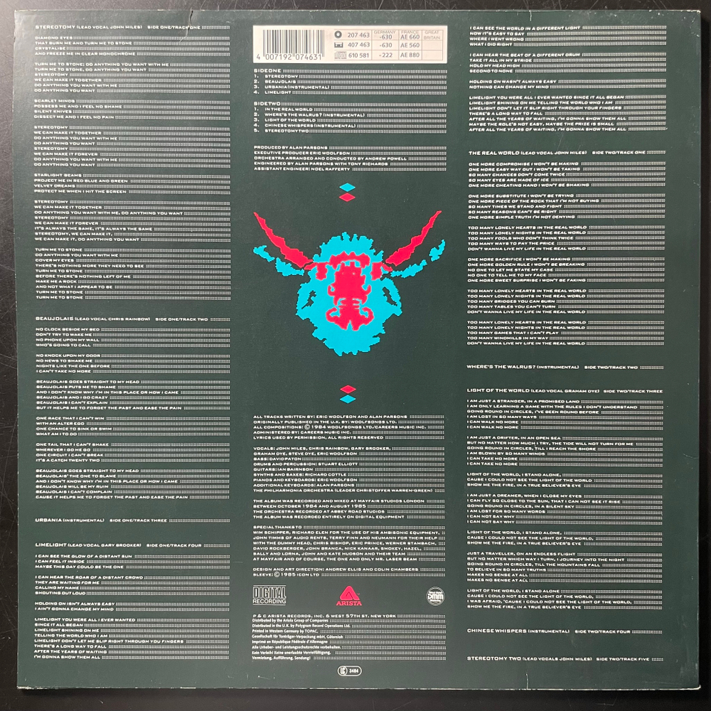 The Alan Parsons Project - Stereotomy (Европа 1985г.)