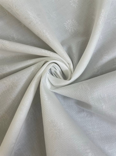 Коттон рубашечный белый жаккард ромб/цветок, хлопок