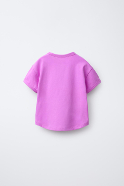 ZARA ОДНОТОННАЯ ФУТБОЛКА, ФИОЛЕТОВЫЙ