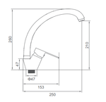 СМЕСИТЕЛЬ ДЛЯ КУХНИ С ВЫСОКИМ ИЗЛИВОМ С ГАЙКОЙ CASELA 55902 ХРОМ