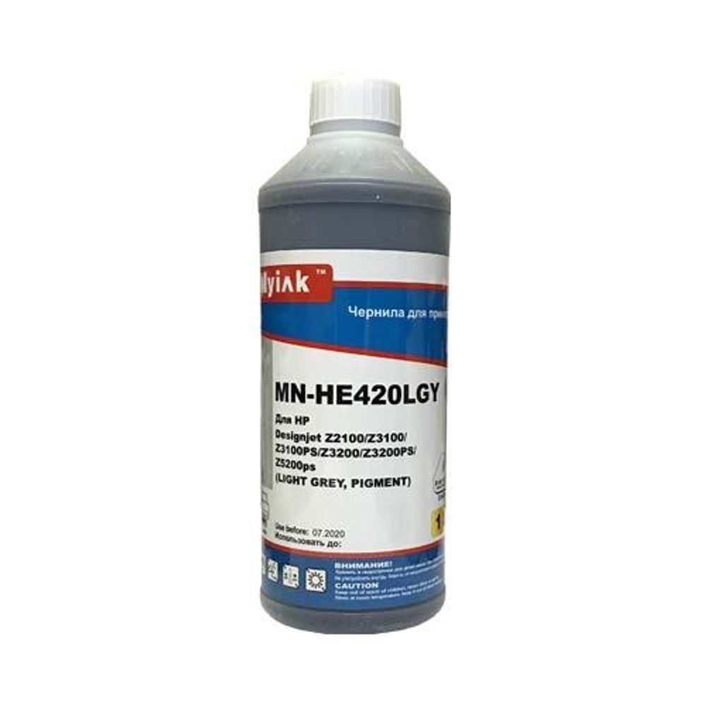 Чернила MyInk HE420LGY для HP (70) C9451A, DesignJet Z2100, Z3100, Z3200, Z5200, Z5400 (1л, Pigment) Light grey