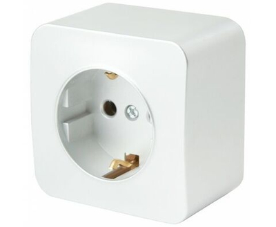 Розетка 1-местная с заземлением открытой установки, 250В, 16А, IP20, серия София, белый, MST16-11-01, STEKKER 49302