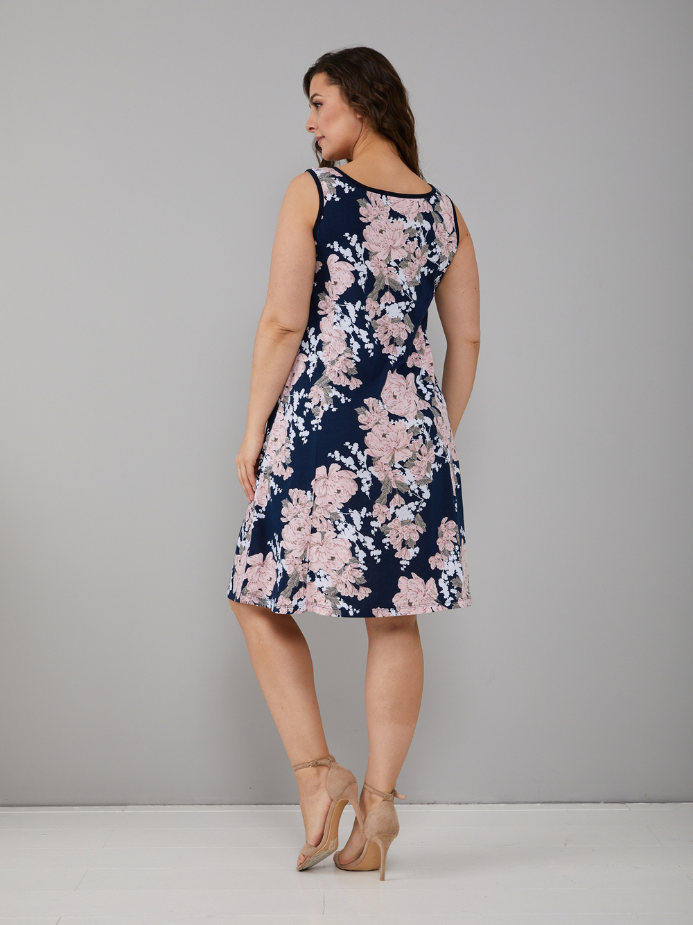 Платье П-012/тсиний-пудровыйпион