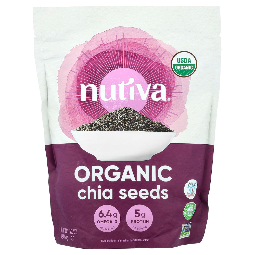 Nutiva, органические семена чиа, 340 г (12 унций)