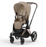 Коляска 3 в 1 Cybex Priam IV Rosegold complete и автокресло Aton S2 i-Size Ocean Blue Cozy Beige