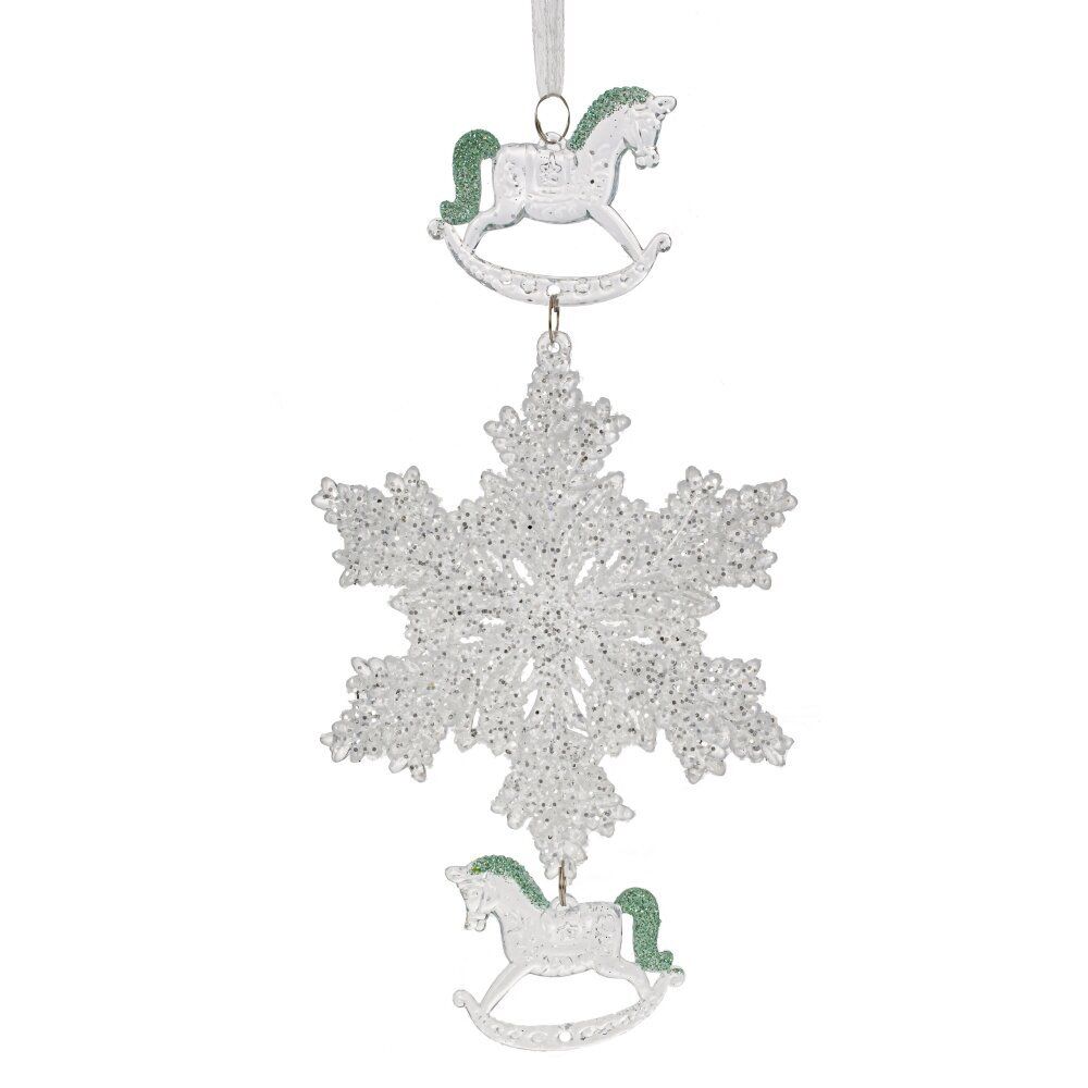 GAEM Украшение новогоднеe подвеска"Снежинка с лошадками", L11,5 W0,5 H24 см