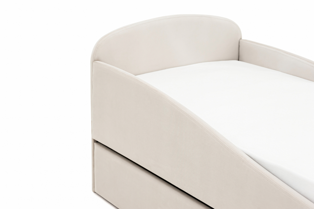 Детская мягкая кровать с ящиком Бельмарко Letmo ванильный велюр