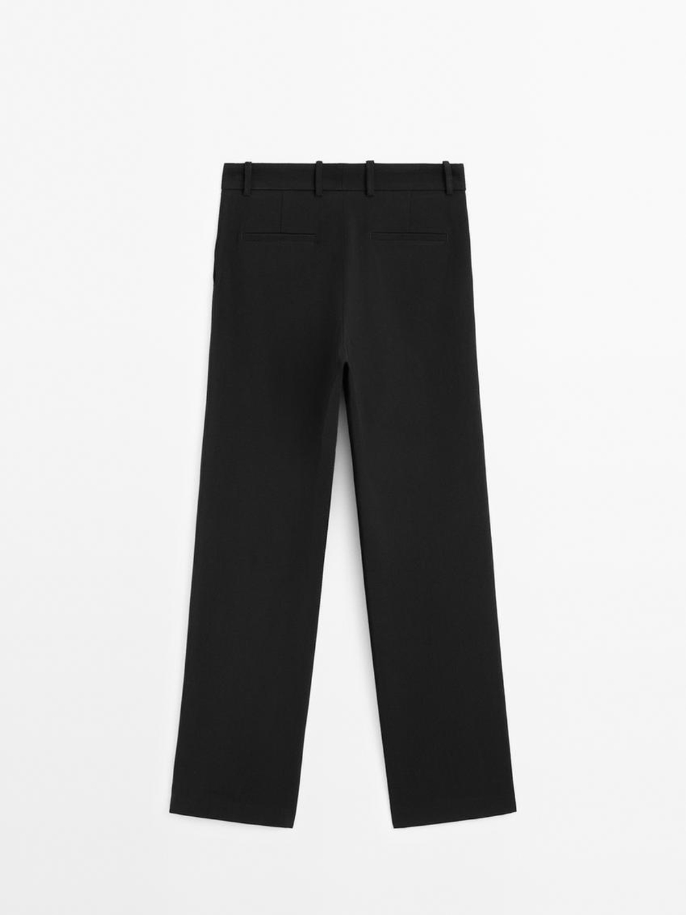 Massimo Dutti Брюки прямого кроя со шлевками, черный