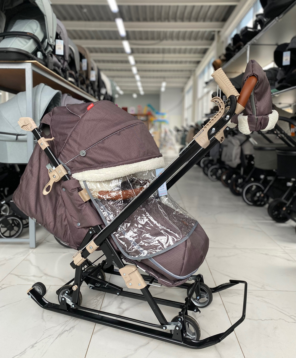 Коляска комбинированная «Ника Детям 7-8K» в ёлочку коричневый (арт. НД7-8K/2)