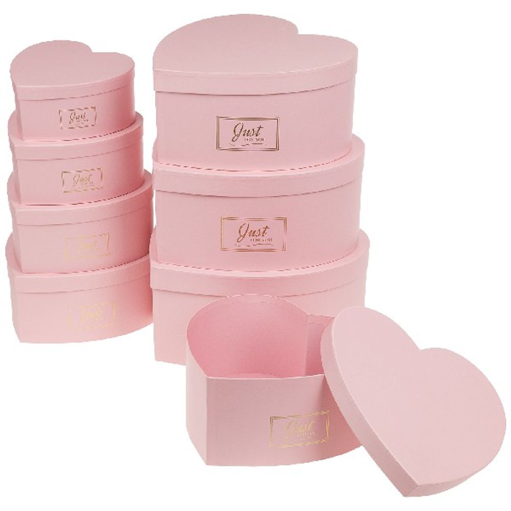 Набор/8шт "Сердце/Принт" 32x31xH15см -18x7xH8см (Розовый)