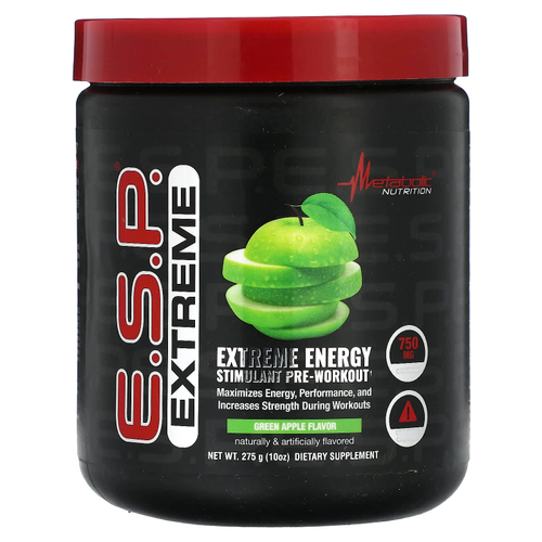 Metabolic Nutrition, ESP Extreme Energy Stimulant Pre-Workout, зеленое яблоко, 275 г (10 унций)