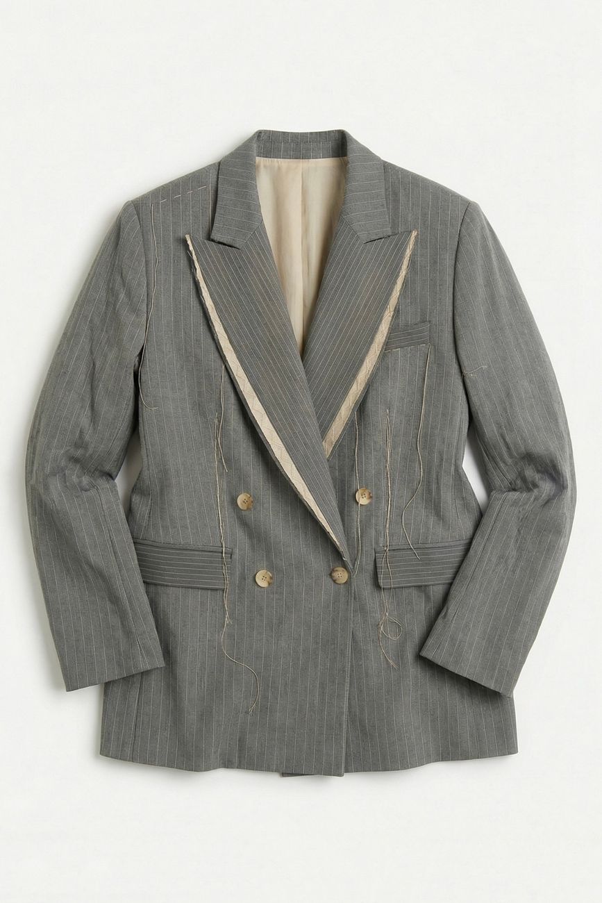 Жакет в комбинированную полоску, серый