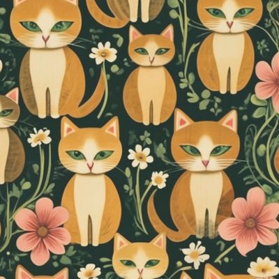 Кошки и цветы
