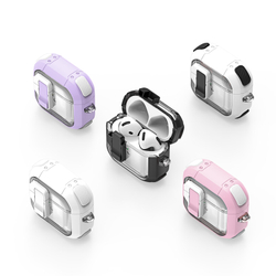 Прозрачный чехол белого цвета от Dux Ducis для наушников AirPods 4, серия PECN Series, в комплекте с карабином