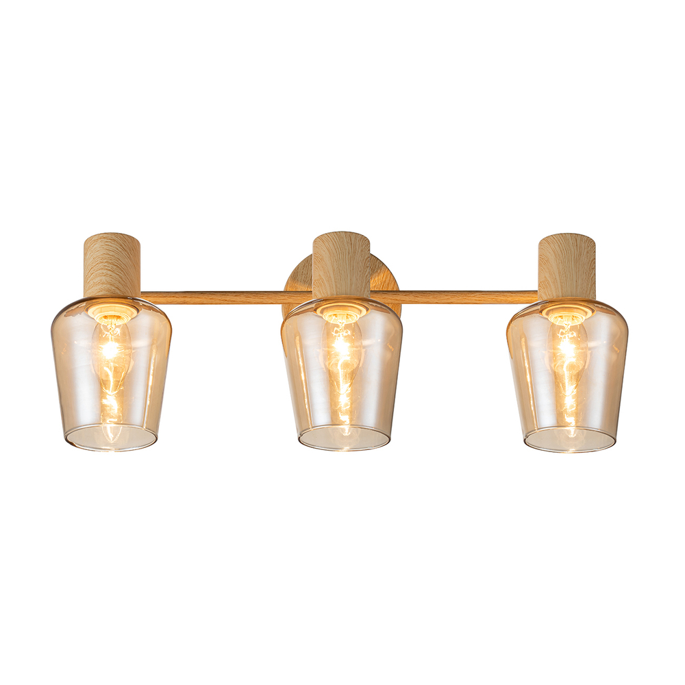 Настенный светильник 3x40Вт E14, металл/стекло, дерево