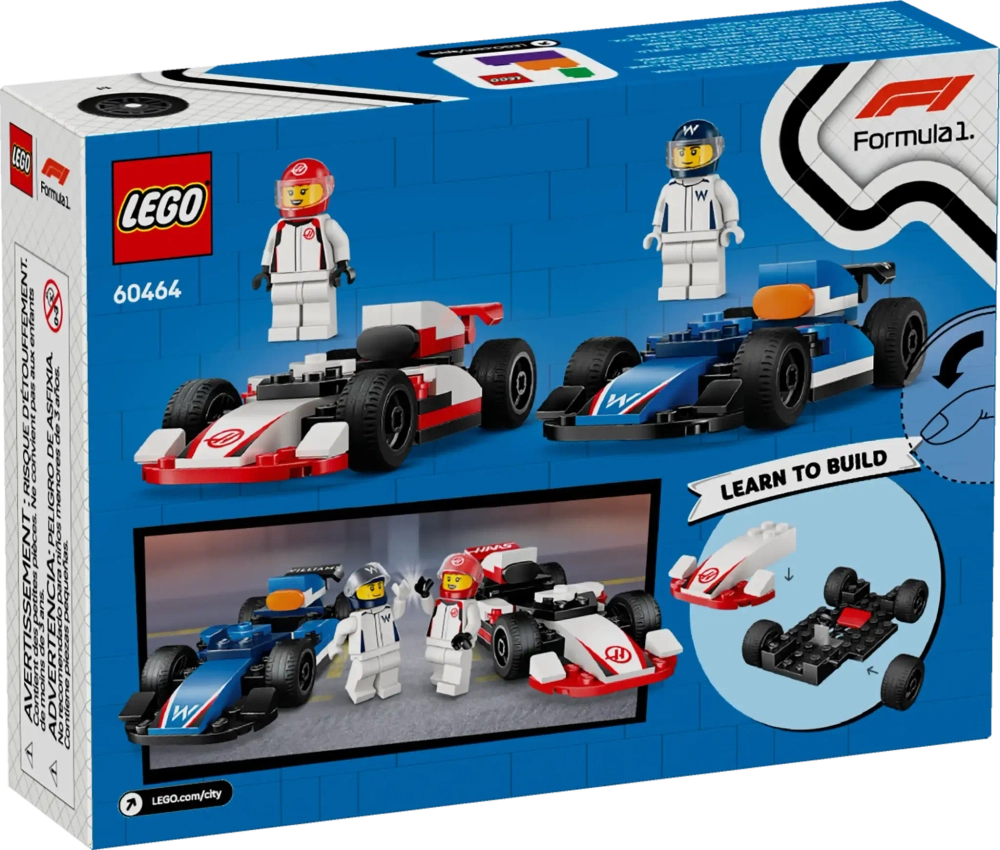 Конструктор LEGO City 60464 Болиды F1 Williams Racing и Haas F1