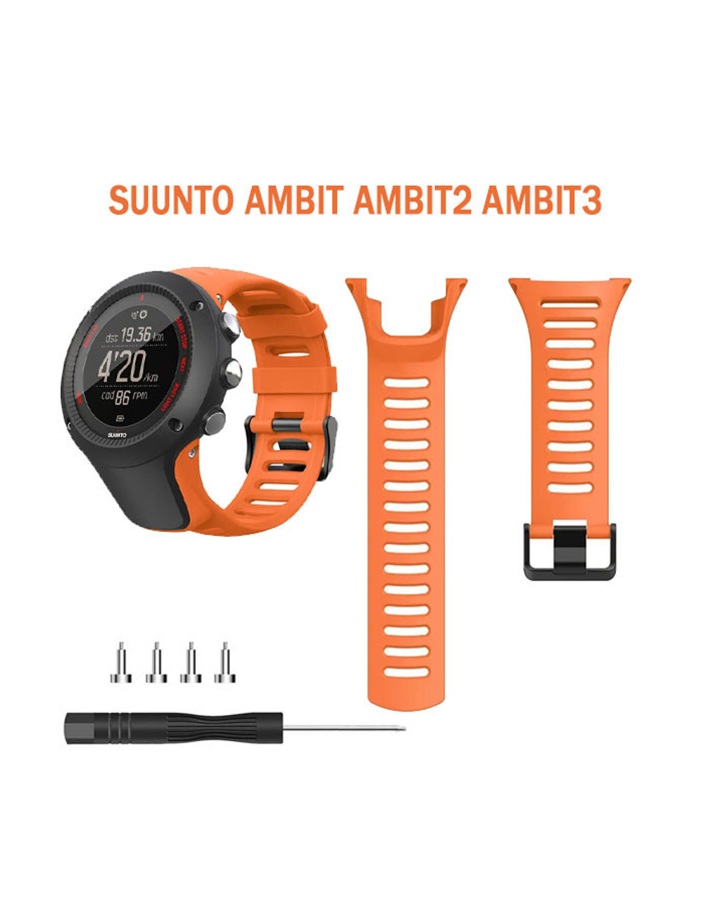 Ремешок для Suuntu Ambit , Ambit 2, Ambit 3 силиконовый (Оранжевый)