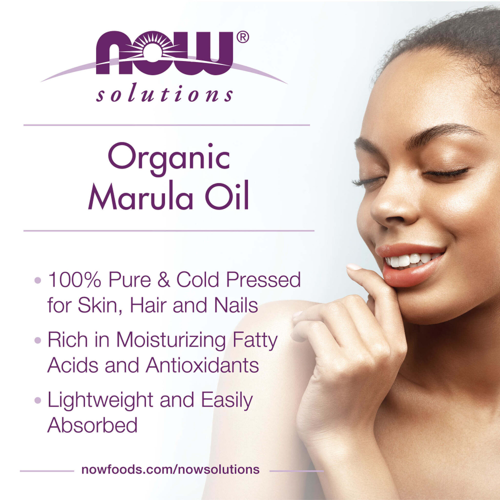NOW Foods, Solutions, сертифицированное органическое 100% чистое масло марулы, 30 мл (1 жидк. унц.)