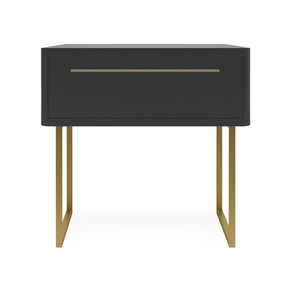 Тумба прикроватная на ножках ROYAL 5201 эко (Черный-Золото-р.золото)