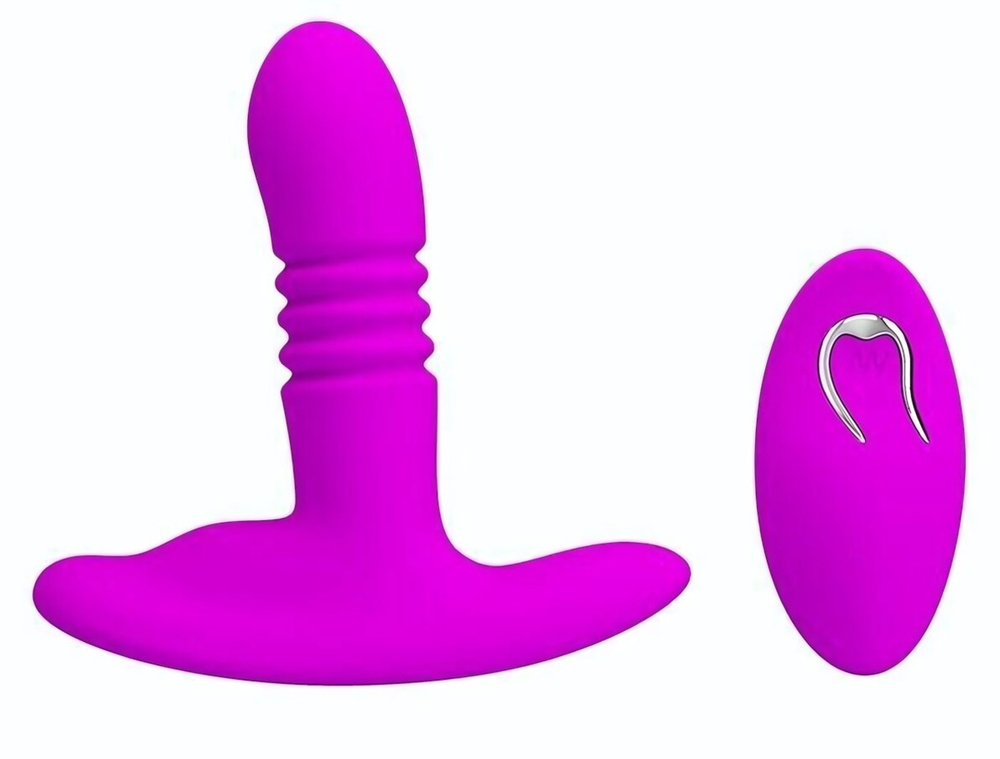 Лиловый анальный вибростимулятор Heather с пультом ДУ - 12,3 см. (Цвет: лиловый)