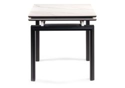 Керамический стол Давос 140(200)х80х78 белый мрамор / черный кварц