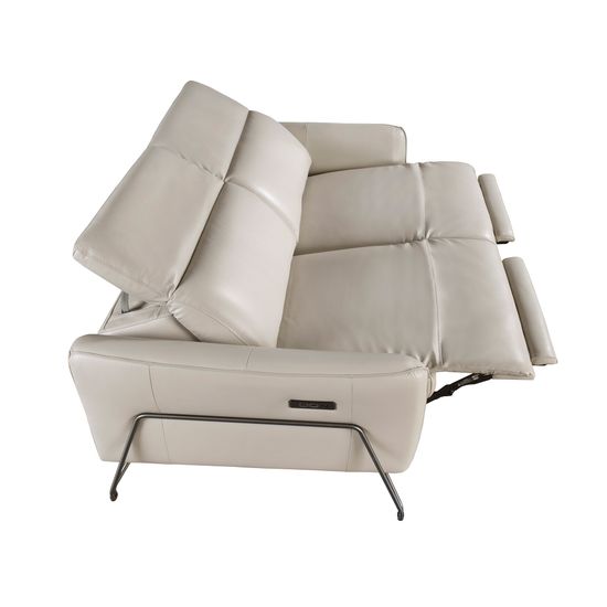 3-местный диван с реклайнером из песочной кожи, модель 6264