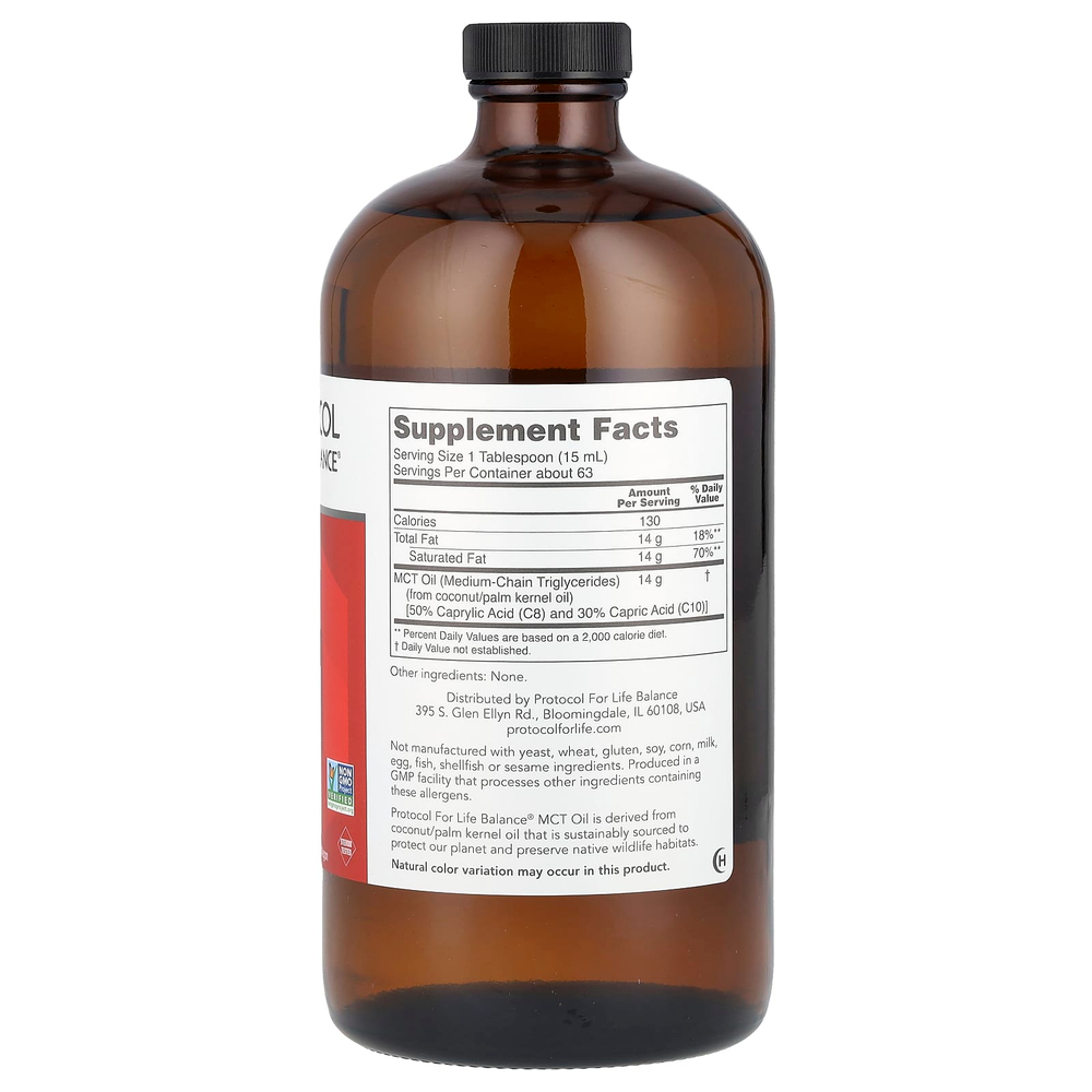 Protocol for Life Balance, чистое масло MCT, 14 г, 946 мл (32 жидк. унции)