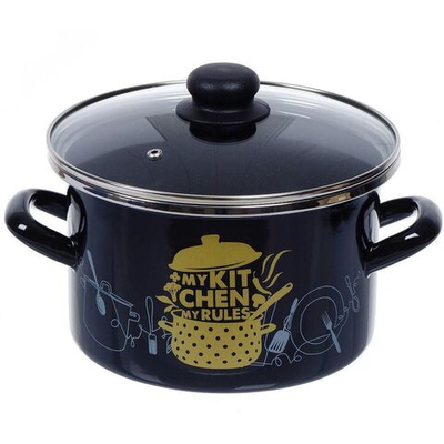 Кастрюля сталь, эмал, 4 л, с крыш, Сантэкс, Моя кухня, 1-2240112, индукц