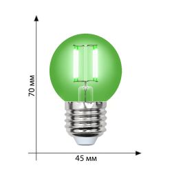LED-G45-5W-GREEN-E27 GLA02GR Лампа светодиодная. Форма шар. Серия Air color. Зеленый свет. Картон. ТМ Uniel