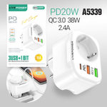 Сетевой адаптер питания LP NS3 3USB 1 розетка QC3.0+ PD20W 38W (белый)