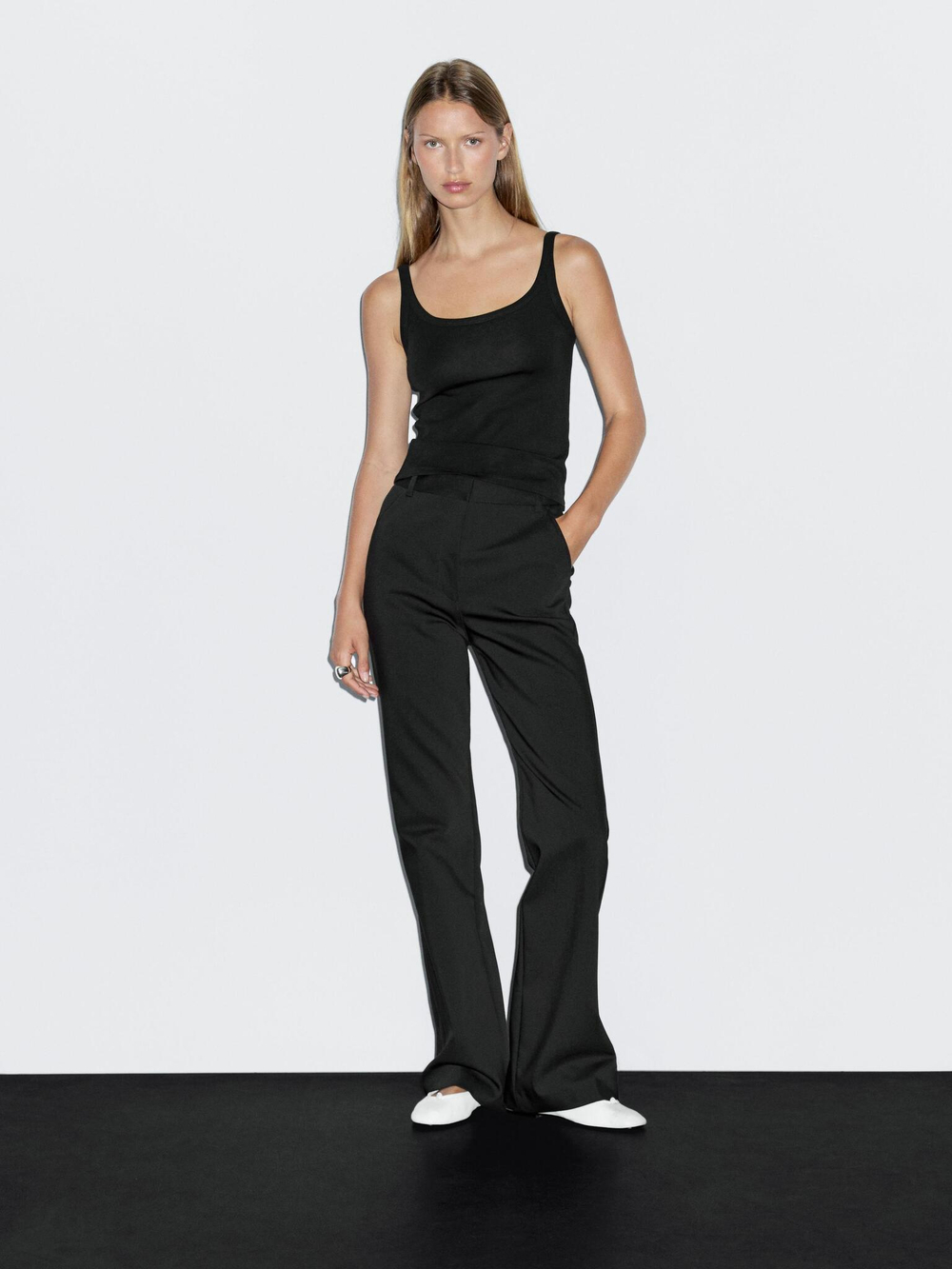 Massimo Dutti Расклешенные брюки-стрейч, черный