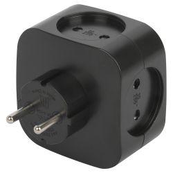 Разветвитель электрический ЭРА SP-4-USB-B на 4 розетки + 2xUSB 2400mA без заземления 10А черный | Электротовары