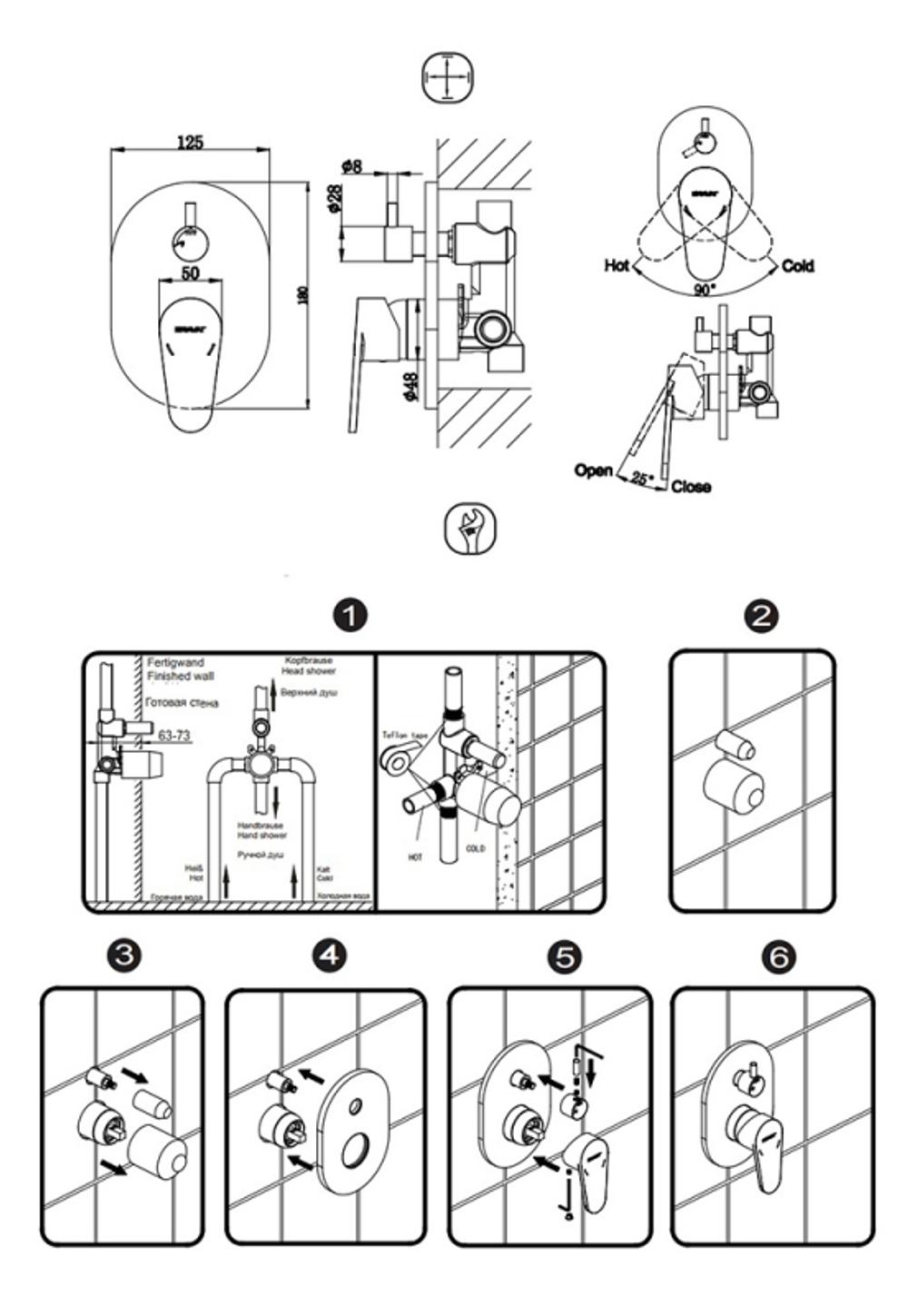 Смеситель для душа Bravat Eler 2-функц, Хром (FB848238CP-2-RUS)