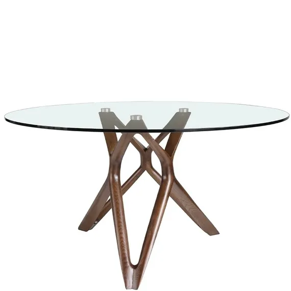 Стол Angel Cerda 1108 Ø120, орех, закаленное стекло