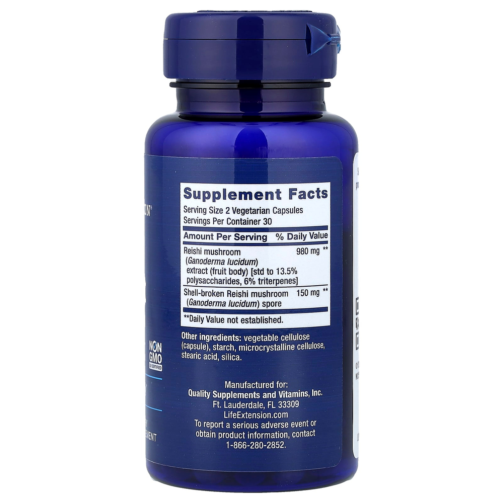 Life Extension, Комплекс с экстрактом грибов рейши, 60 вегетарианских капсул
