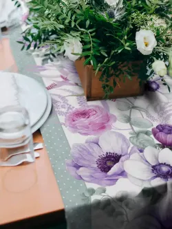 Дорожка декор на стол тканевая Сказка "Виолет" 125х45 рогожка