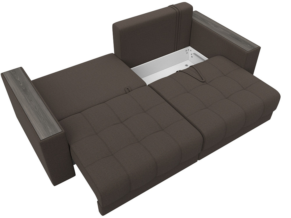 Диван прямой с декором Лига-049 НПБ, Амур 05 РОГОЖКА коричневый