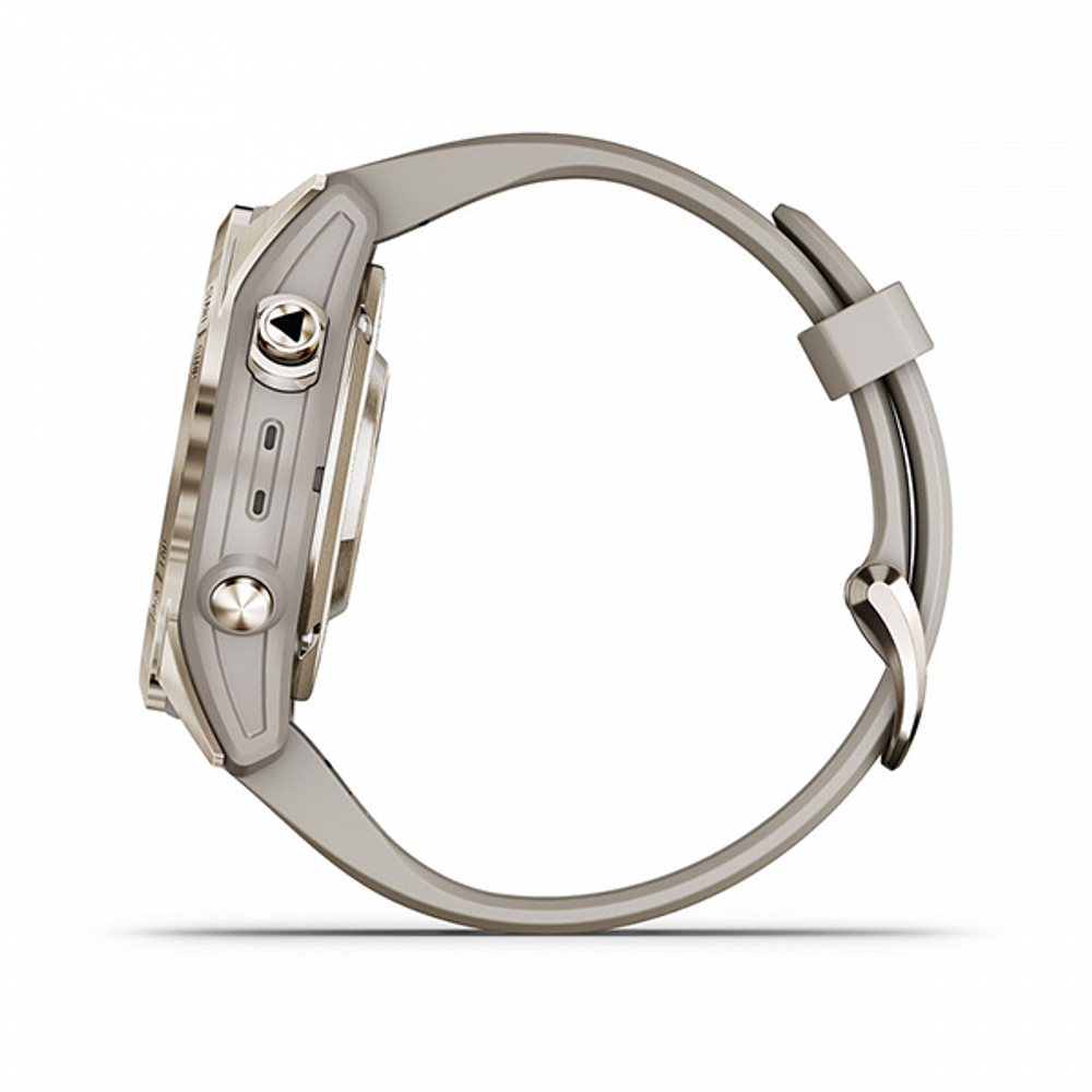 Умные часы Garmin FENIX 7S PRO Sapphire Solar 42 мм золотистый корпус со светло-песочным ремешком