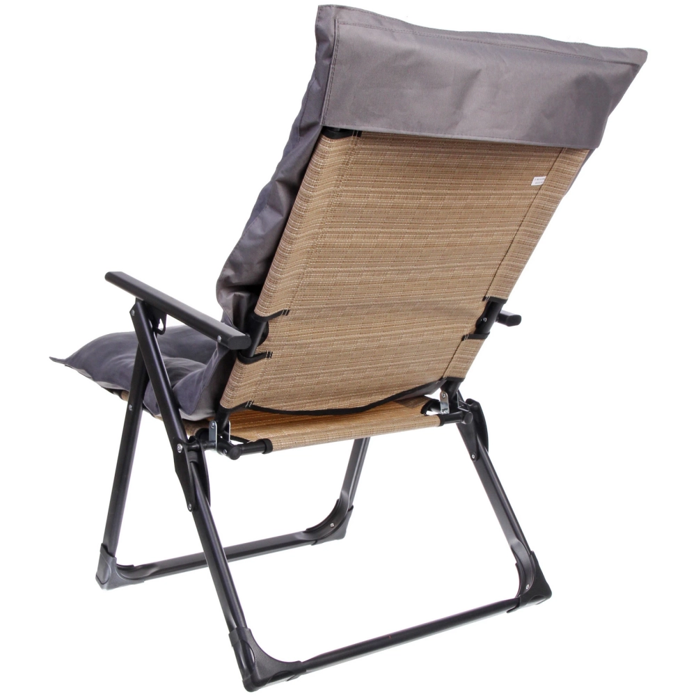 Кресло складное с подлокотниками «Люкс», 62*64*100 см, беж+серый,3 положения.