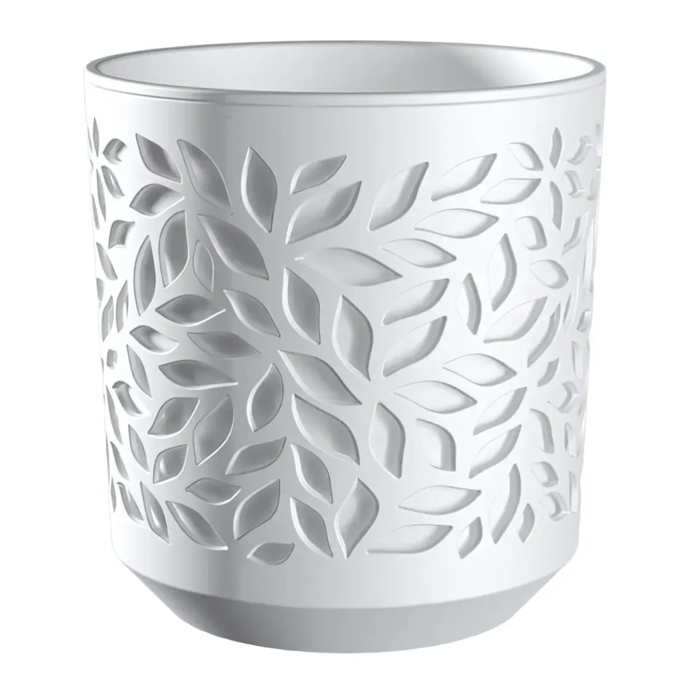 Кашпо для цветов пластиковое 1,25л d-16,2см «Leaves» Белый/Белый