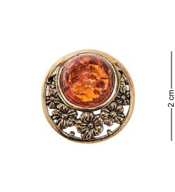 AM-2496 Кольцо «Сакура» (латунь, янтарь)